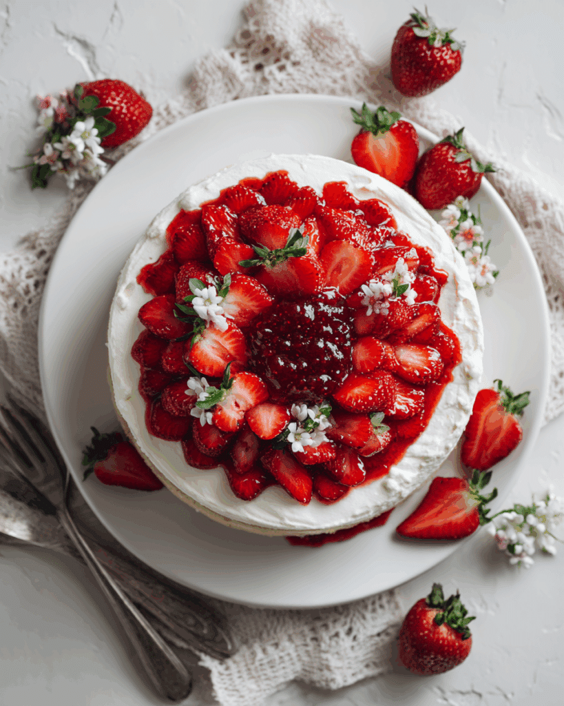 The Best Vanilla Cake with Strawberry Layers Picture 3