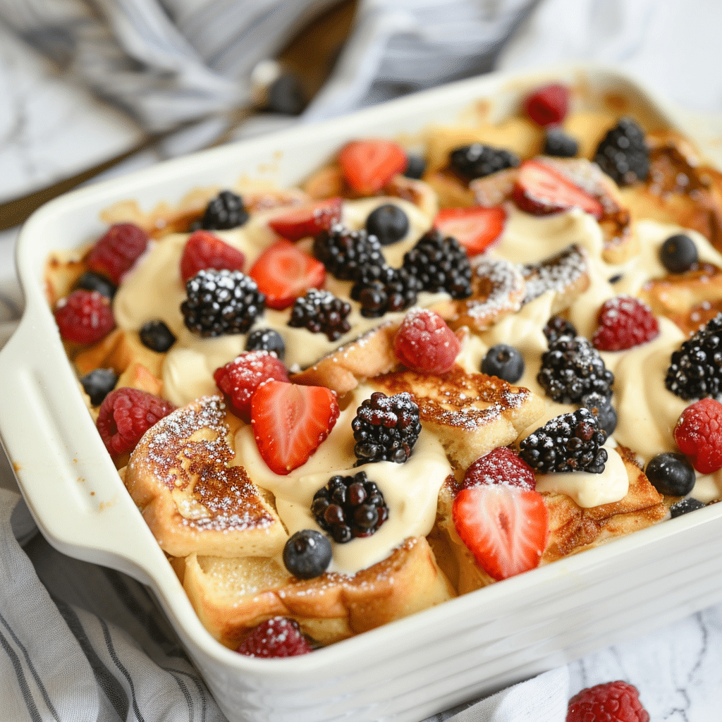 Delicious Berries & Cream French Toast Casserole Breakfast Recipe 2 Berries Cream French Toast Casserole picture