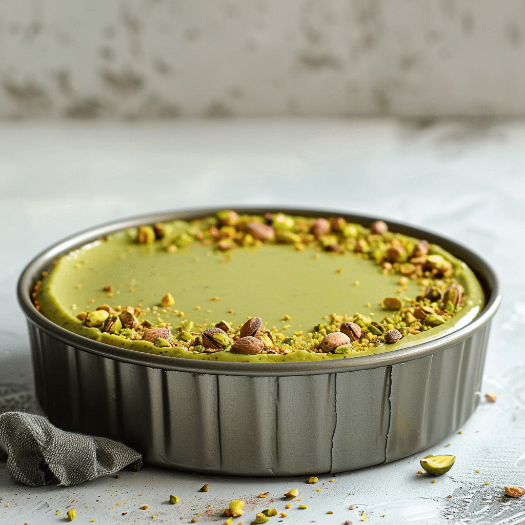 Silky Pistachio Cheesecake Recipe With Crunchy Pistachio Topping - no bake dessert 4 Pistachio Cheesecake Recipe picture 2