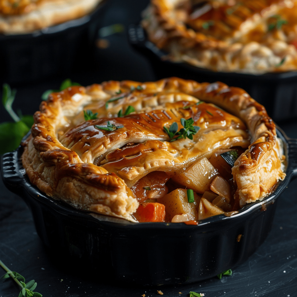 The Best Roasted Vegetable Pot Pies (Vegetarian Lunch Recipe) 2 Roasted Vegetable Pot Pies picture