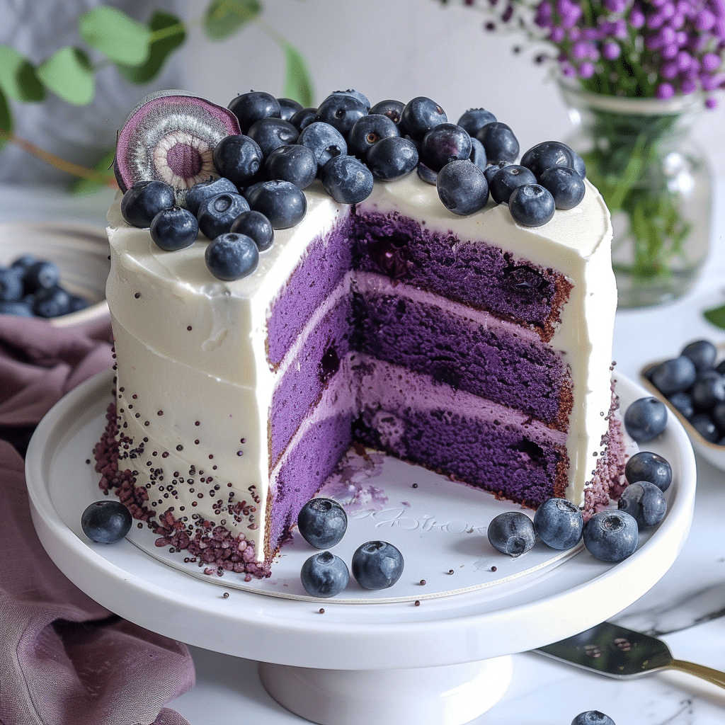 Blueberry Velvet Cake – A Stunning Dessert Recipe With Cream Cheese Frosting 11 blueberry velvet cake picture