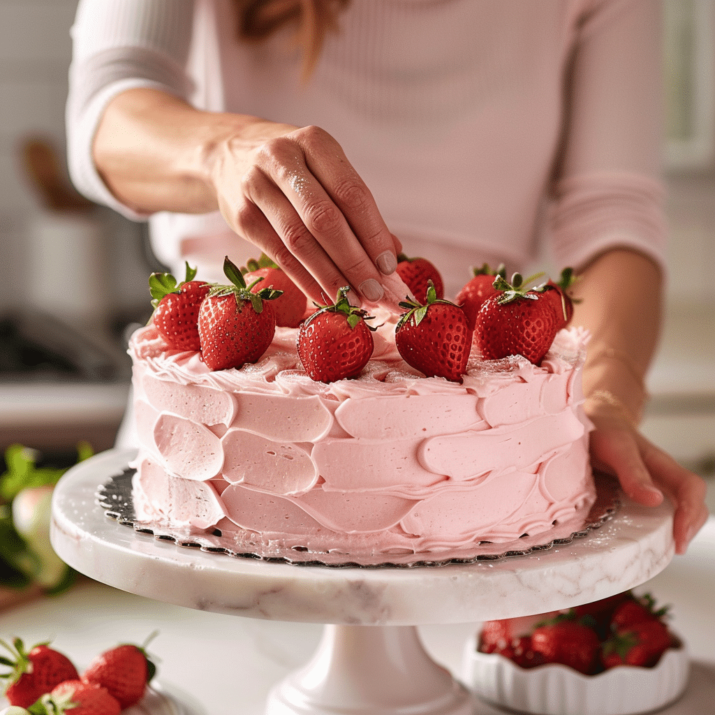 The Best Valentine’s Day Cake – A Chocolate Cake with Strawberry Buttercream 4 valentines day cake picture 2