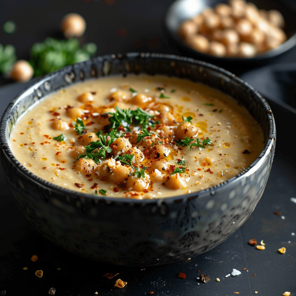 Vegan Garlic Chickpea Soup (Easy, Creamy Dinner Recipe) 2 vegan garlic chickpea soup picture