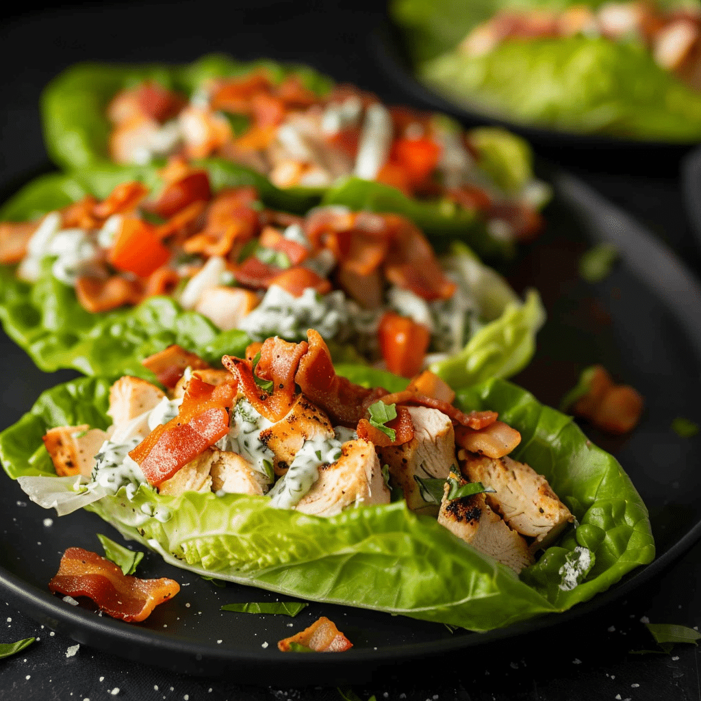Chicken Bacon Ranch Lettuce Wraps 2 betty9812 Chicken Bacon Ranch Lettuce Wraps in a black dish pla 4708a24c 9808 41e2 961d a751639b5489